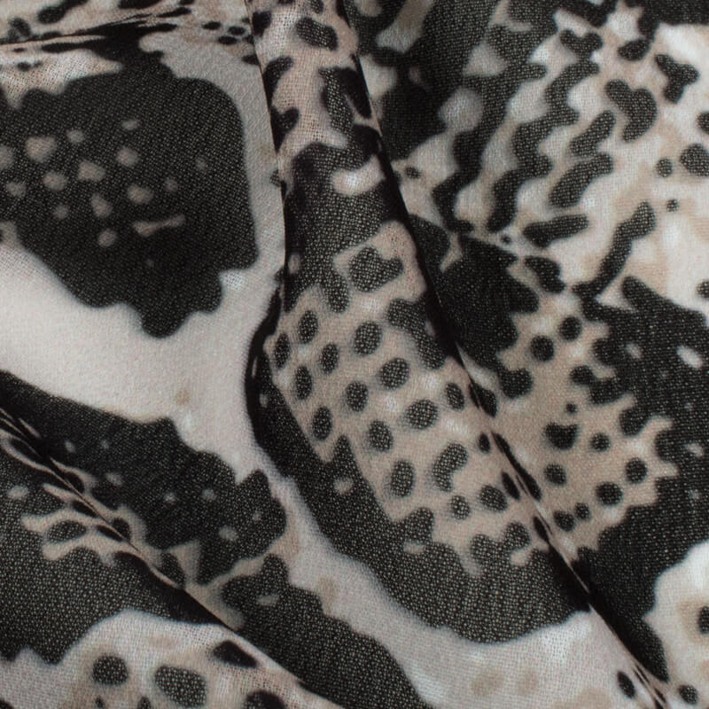 Black And Coffee Cream Snake Animal Digital Print Georgette Fabric