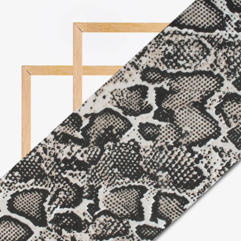 Black And Coffee Cream Snake Animal Digital Print Georgette Fabric - Fabcurate
