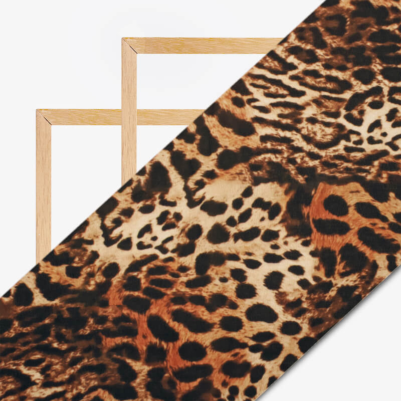 Black And Pecan Brown Leopard Animal Digital Print Georgette Fabric