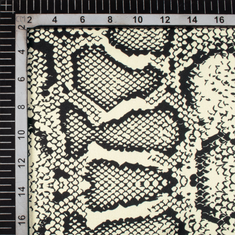 Black And Cream Animal Digital Print Modal Satin Fabric - Fabcurate