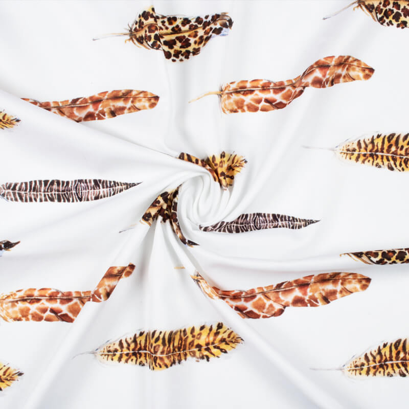 White And Yellow Animal Pattern Digital Print Crepe Fabric - Fabcurate