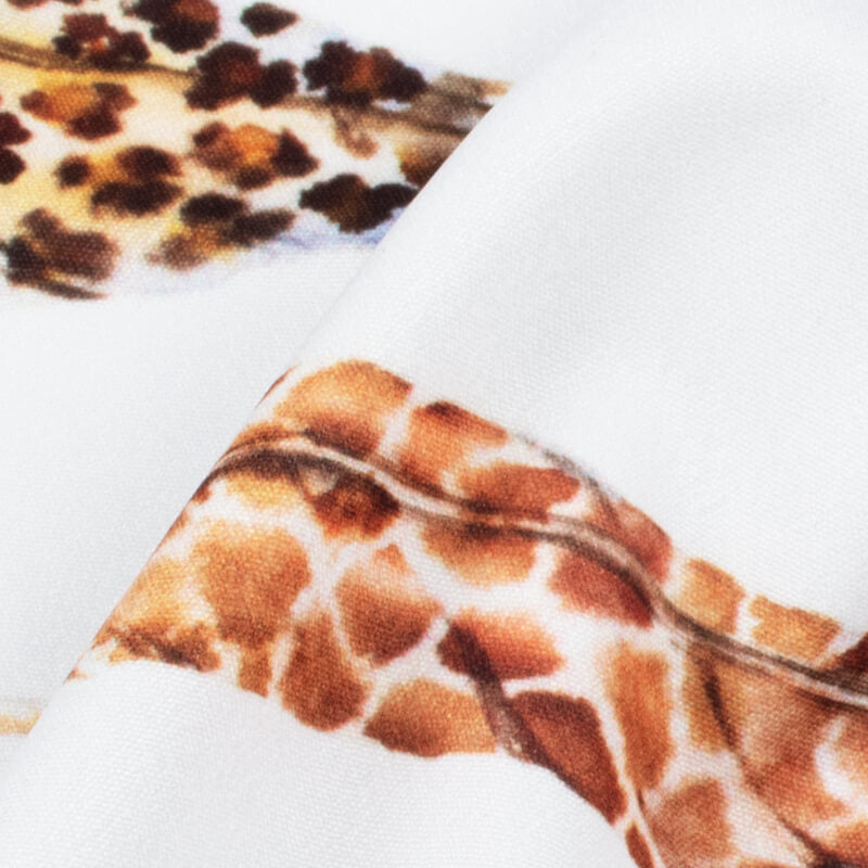 White And Yellow Animal Pattern Digital Print Crepe Fabric - Fabcurate