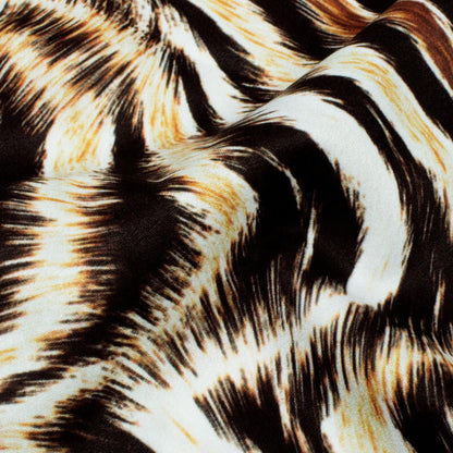 Black And Rust Orange Animal Pattern Digital Print Crepe Fabric - Fabcurate