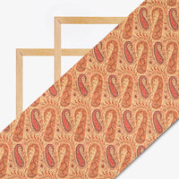 Dark Cream And Coral Peach Paisley Pattern Digital Print Cotton Cambric Fabric