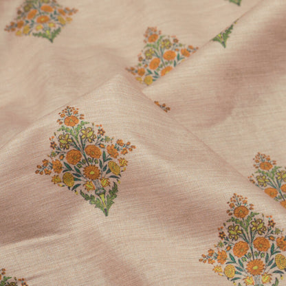Peach And Orange Mugal Pattern Digital Print Cotton Cambric Fabric