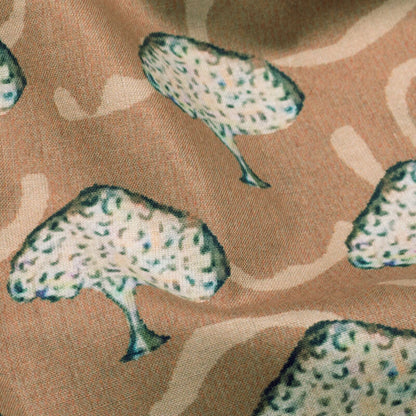 Peanut Brown And Cream Ethnic Pattern Digital Print Cotton Cambric Fabric