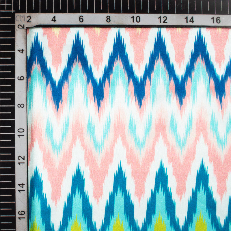 Multicolor Chevron Pattern Digital Print Japan Satin Fabric - Fabcurate