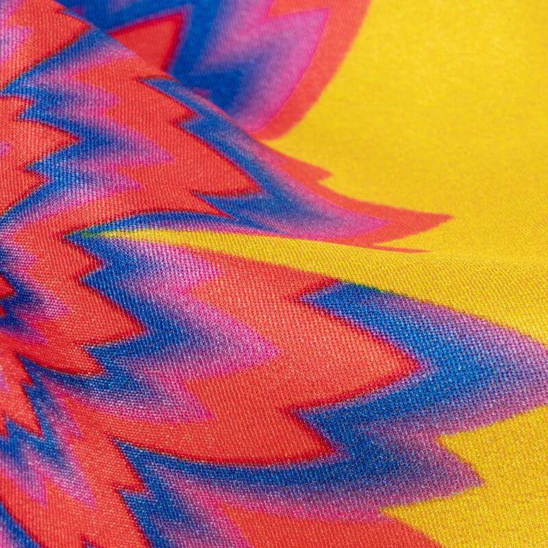 Pineapple Yellow And Orchid Pink Amimal Pattern Illusion Digital Print Crepe Silk Fabric - Fabcurate