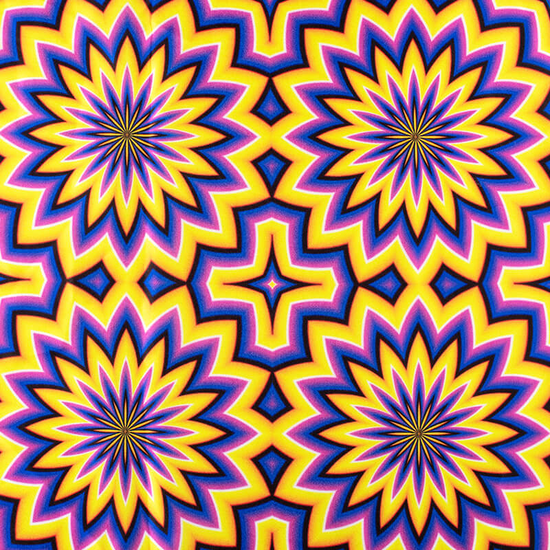Lavender Purple And Butter Yellow Geometric Pattern Illusion Digital Print Japan Satin Fabric - Fabcurate