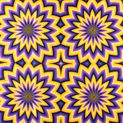 Lavender Purple And Butter Yellow Geometric Pattern Illusion Digital Print Japan Satin Fabric - Fabcurate