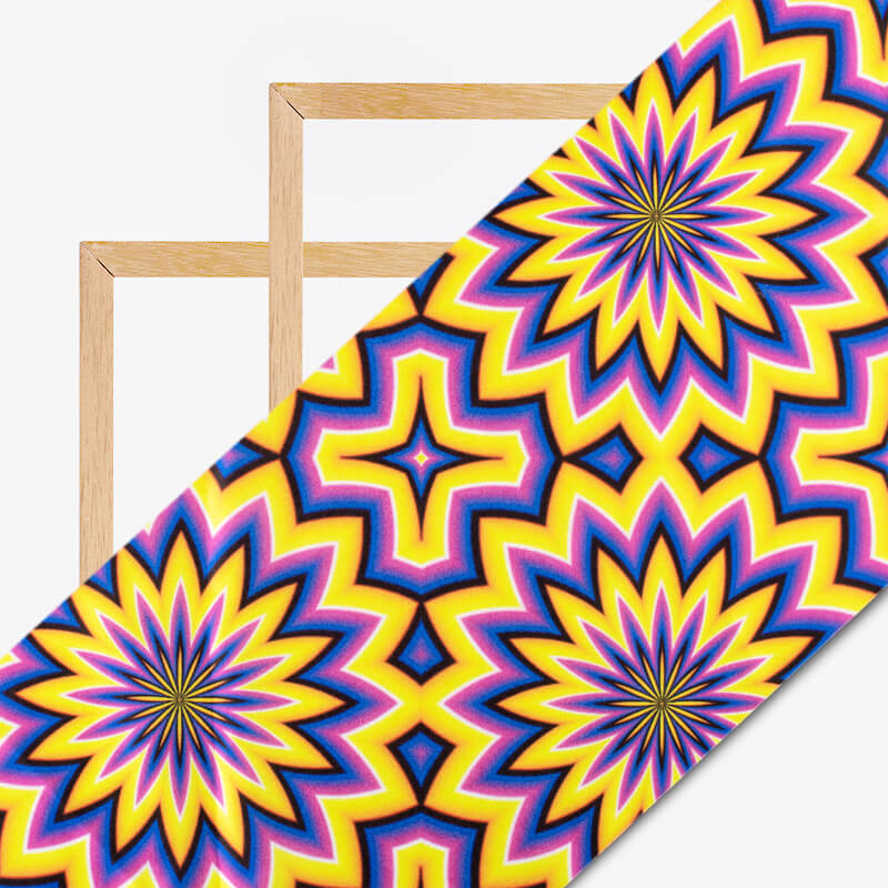Lavender Purple And Butter Yellow Geometric Pattern Illusion Digital Print Japan Satin Fabric - Fabcurate