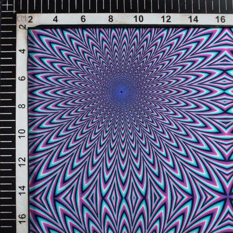 Lavender Purple And Sky Blue Geometric Pattern Illusion Digital Print Japan Satin Fabric - Fabcurate