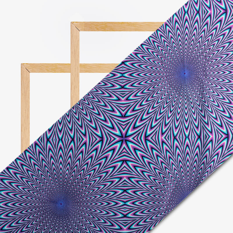 Lavender Purple And Sky Blue Geometric Pattern Illusion Digital Print Japan Satin Fabric - Fabcurate