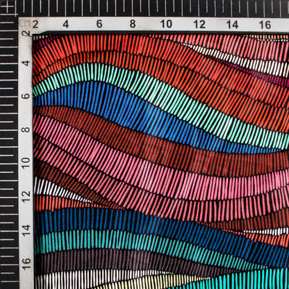 Multi-Color Abstract Pattern Digital Printed Japan Satin Fabric - Fabcurate