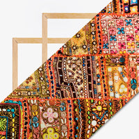 Multi-Color Gamthee Pattern Digital Printed Japan Satin Fabric
