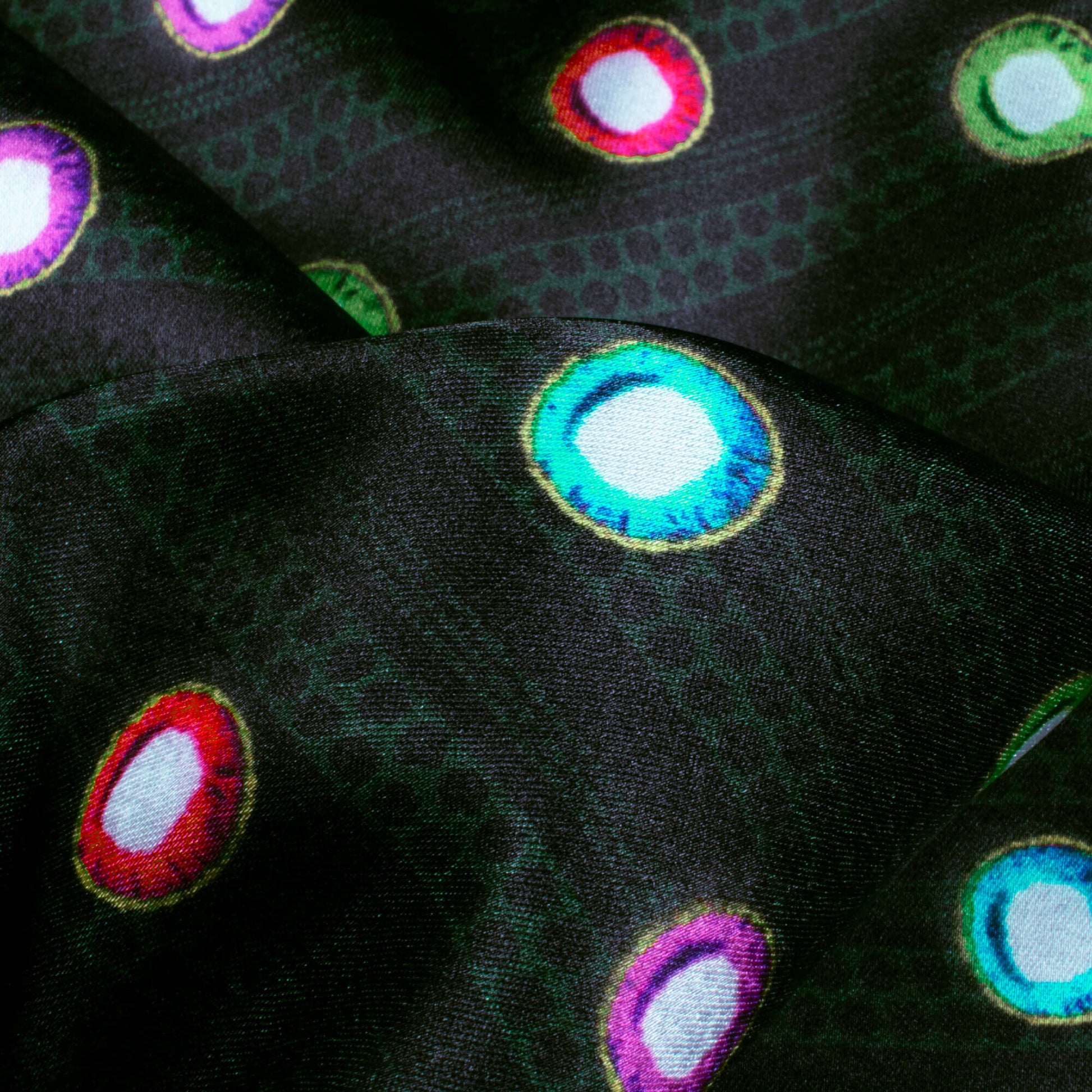 Black And Purple Gamthi Pattern Digital Printed Japan Satin Fabric - Fabcurate