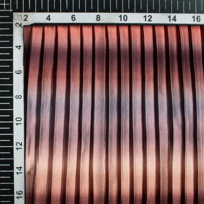 Brown And Yellow Tye And Dye Pattern Digital Print Japan Satin Pleated Fabric