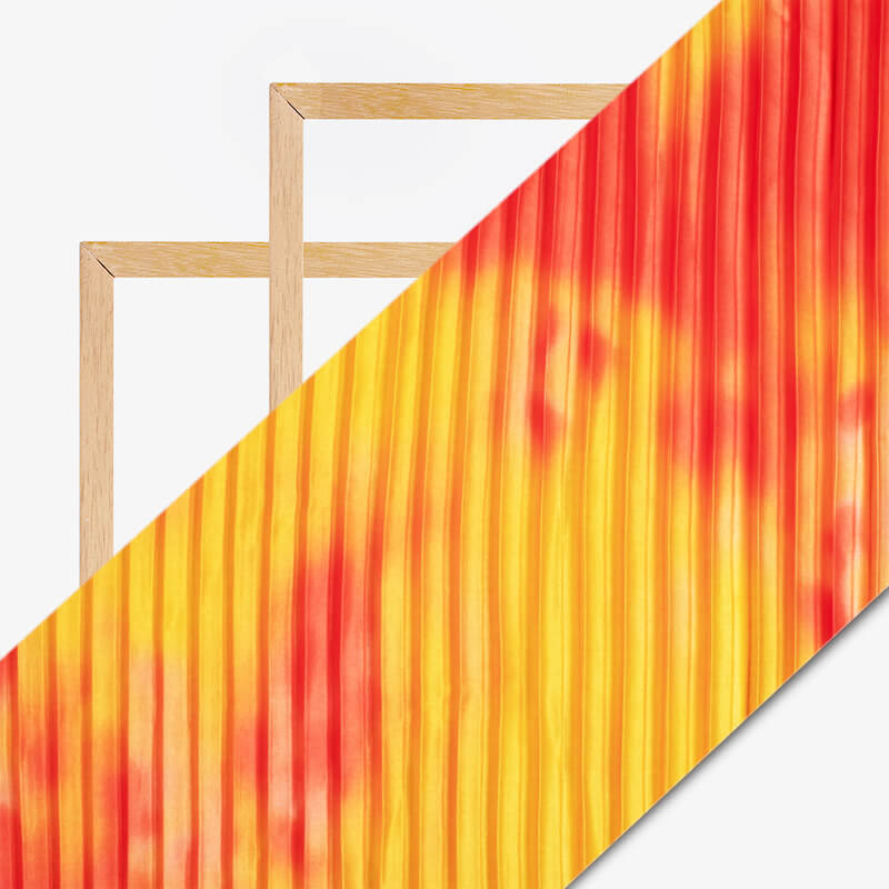 Yellow And Orange Tie & Dye Pattern Digital Print Japan Satin Pleated Fabric