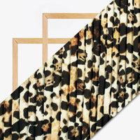 Black And Brown Animal Pattern Digital Print Rayon Pleated Fabric