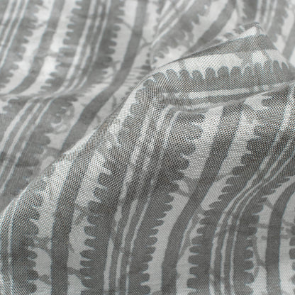 Pewter Grey Stripes Pattern Digital Print Viscose Upada Silk Fabric