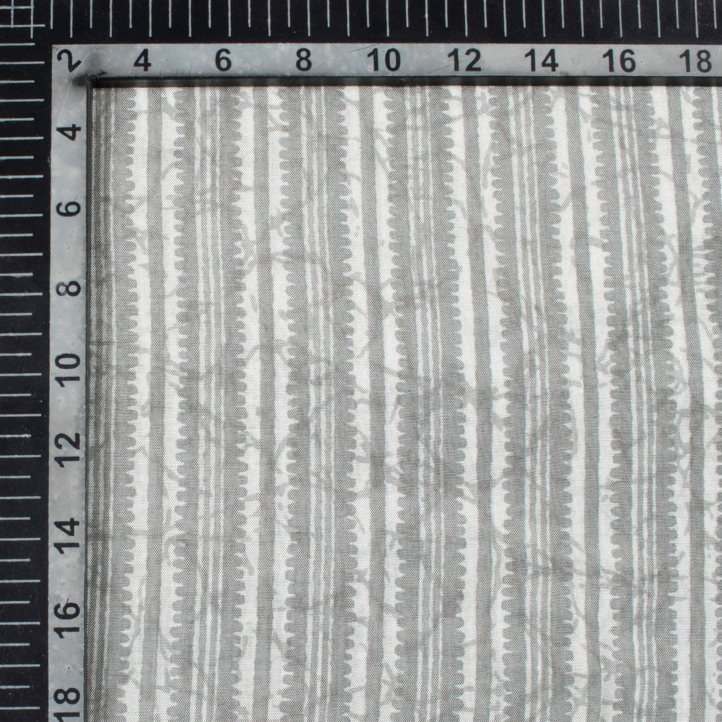 Pewter Grey Stripes Pattern Digital Print Viscose Upada Silk Fabric
