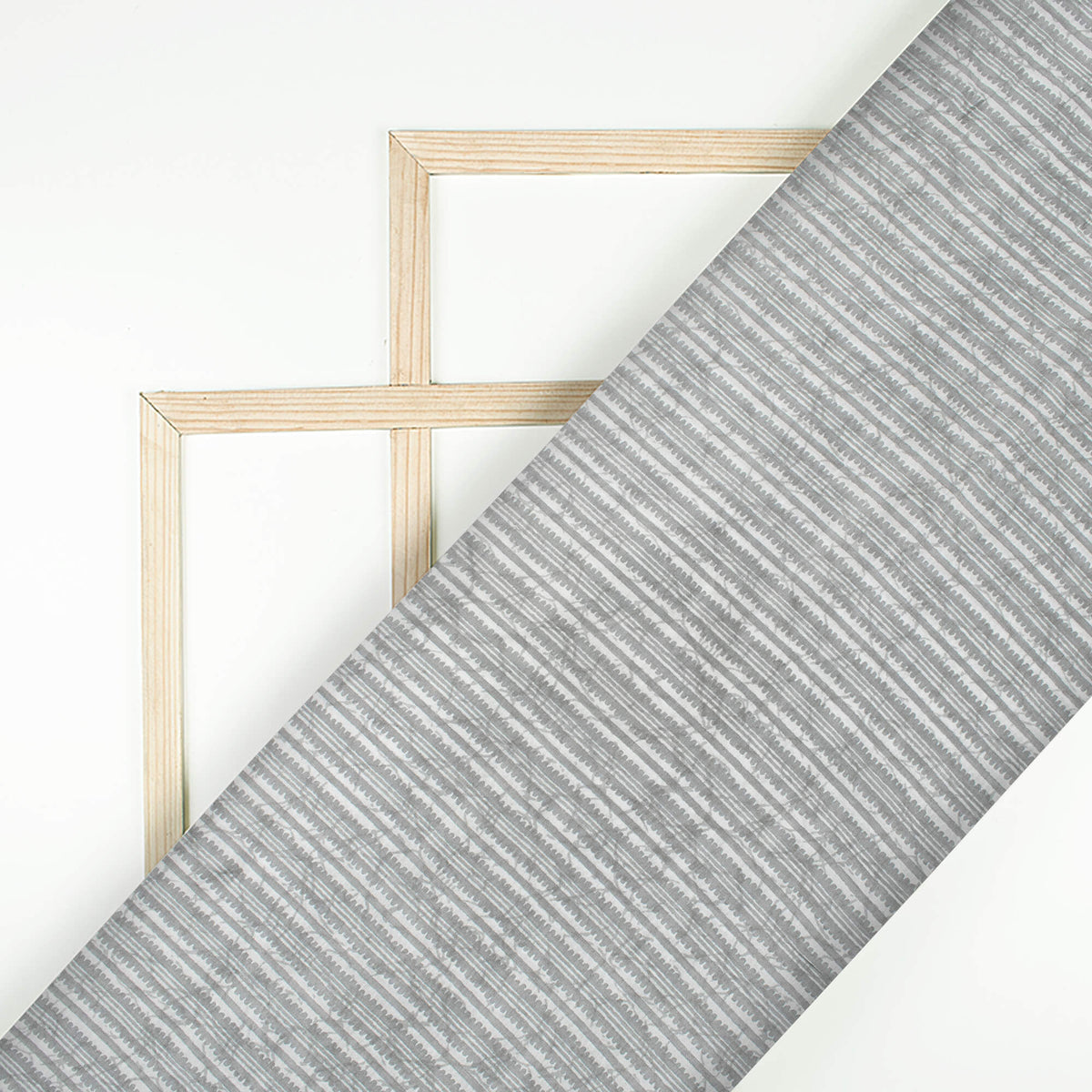 Pewter Grey Stripes Pattern Digital Print Viscose Upada Silk Fabric