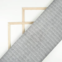 Pewter Grey Stripes Pattern Digital Print Viscose Upada Silk Fabric