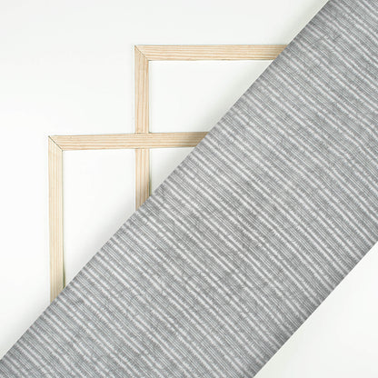 Pewter Grey Stripes Pattern Digital Print Viscose Upada Silk Fabric