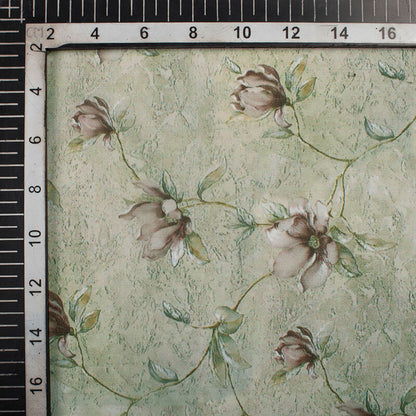 Annapolis Green And Heather Purple Floral Pattern Digital Print Georgette Fabric
