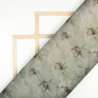 Annapolis Green And Heather Purple Floral Pattern Digital Print Georgette Fabric - Fabcurate