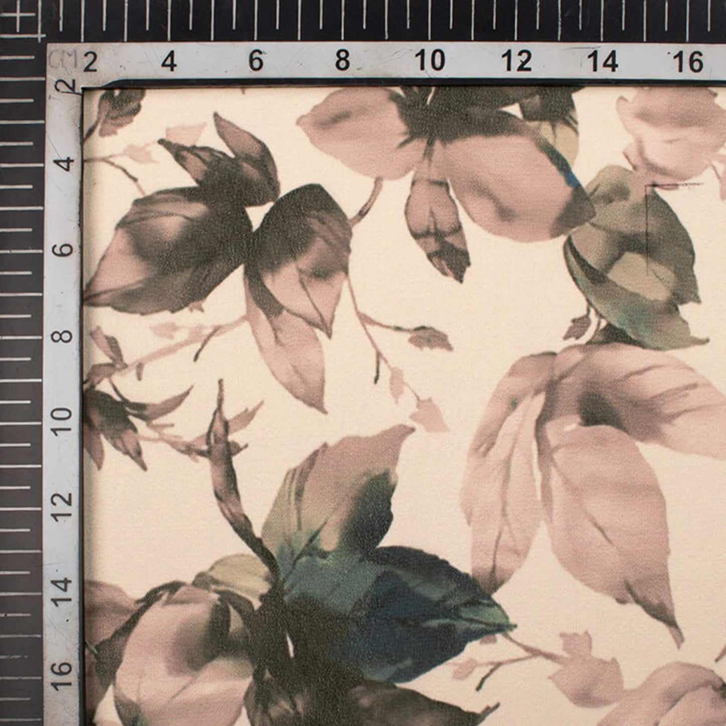 Cream And Heather Purple Floral Pattern Digital Print Georgette Fabric