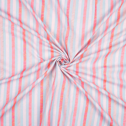 Grey And Pink Stripes Pattern Digital Print Rayon Fabric - Fabcurate