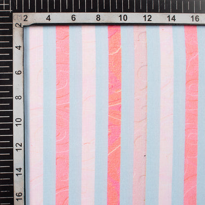 Grey And Pink Stripes Pattern Digital Print Rayon Fabric - Fabcurate