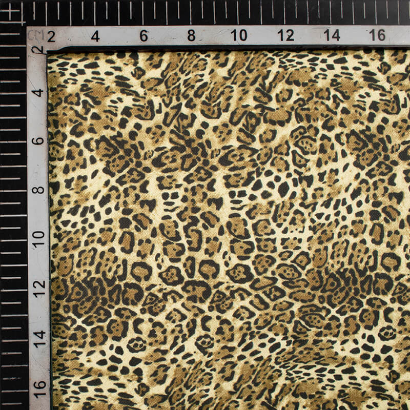 Tortilla Brown And Black Leapord Animal Pattern Digital Print Lycra Fabric (Width 56 Inches) - Fabcurate