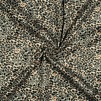Ivory Cream And Black Animal Pattern Digital Print Lycra Fabric (Width 56 Inches) - Fabcurate
