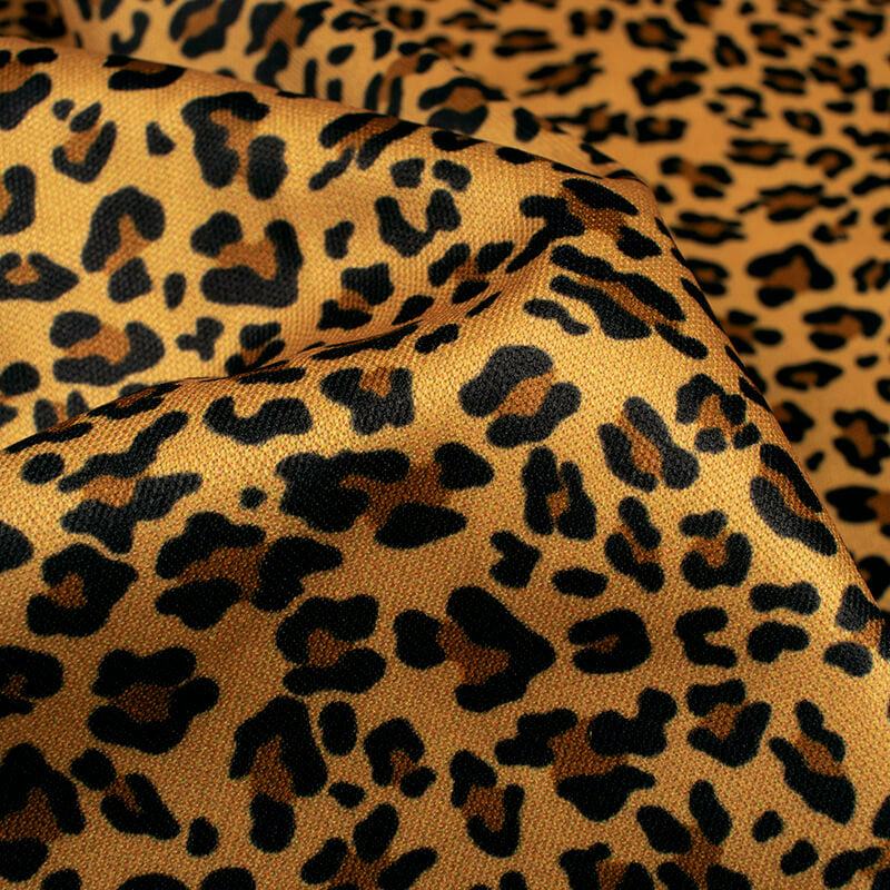 Copper Beige And Black Leapord Animal Pattern Digital Print Lycra Fabric (Width 56 Inches)