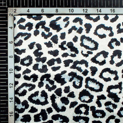 Off White And Black Leapord Animal Pattern Digital Print Velvet Fabric (Width 54 inches) - Fabcurate