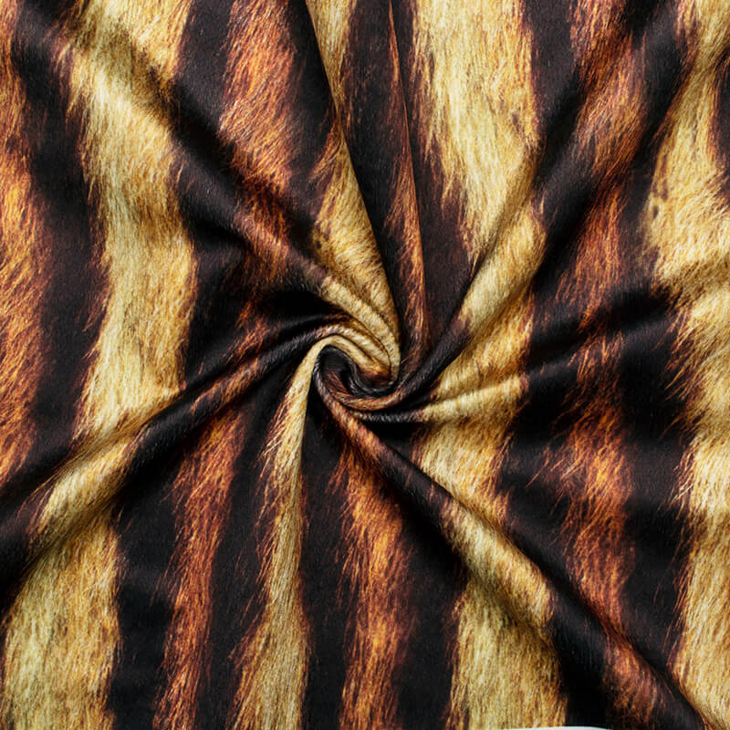 Burnt Orange And Black Animal Pattern Digital Print Velvet Fabric (Width 54 inches) - Fabcurate