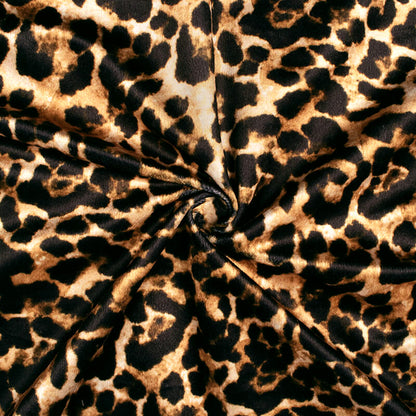 Peanut Brown And Black Leapord Animal Pattern Digital Print Velvet Fabric (Width 58 inches)
