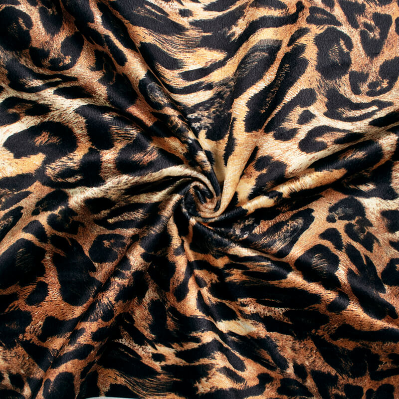 Black And Rust Orange Animal Pattern Digital Print Velvet Fabric (Width 54 inches) - Fabcurate