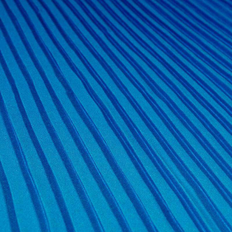 Azure Blue And Sky Blue Ombre Pattern Digital Print American Crepe Pleated Fabric (Width 54 Inches) - Fabcurate