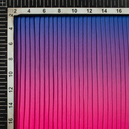 Azure Blue And Cream Ombre Pattern Digital Print American Crepe Pleated Fabric