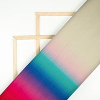 Azure Blue And Cream Ombre Pattern Digital Print American Crepe Pleated Fabric