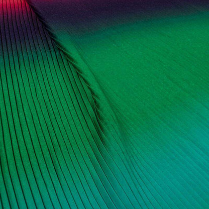 Green And Beige Ombre Pattern Digital Print American Crepe Pleated Fabric