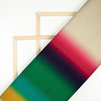 Green And Beige Ombre Pattern Digital Print American Crepe Pleated Fabric