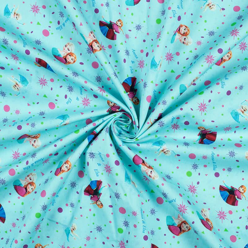 Sky Blue And Fuchsia Kids Pattern Digital Print Poplin Fabric - Fabcurate