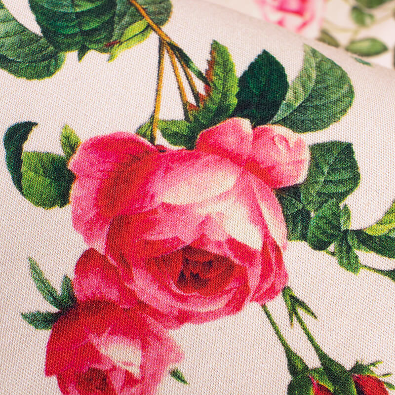 Lemonade Pink And Red Floral Pattern Digital Print Poplin Fabric - Fabcurate