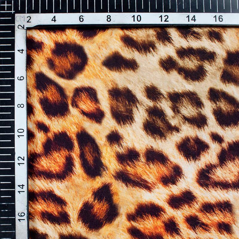 Beige And Brown Animal Pattern Digital Print Poplin Fabric - Fabcurate