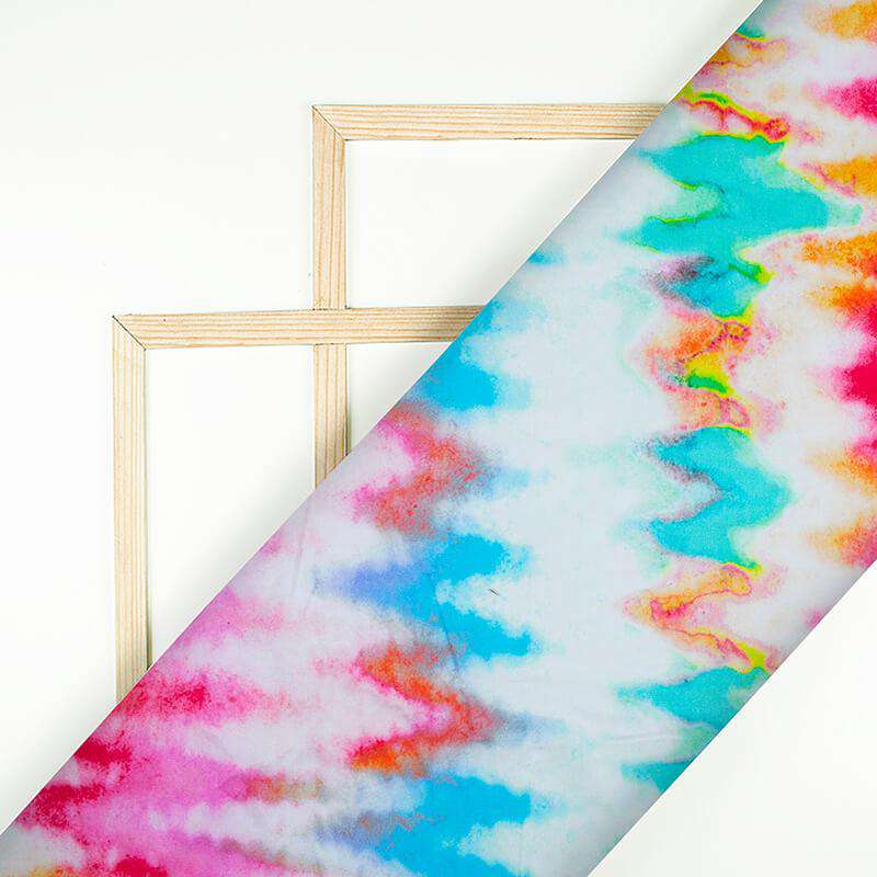 Multi-Color Tie & Dye Pattern Digital Print Poplin Fabric - Fabcurate