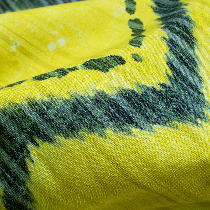Liril Green And Dark Grey Chevron Pattern Digital Print Poplin Fabric - Fabcurate